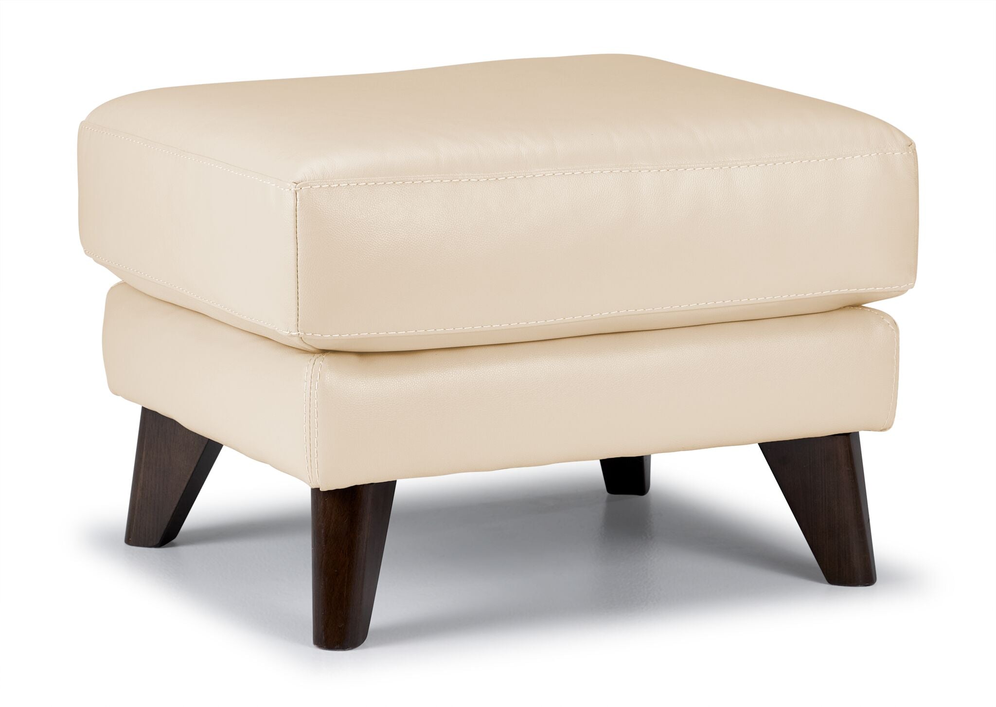 Braylon Leather Ottoman - Bisque