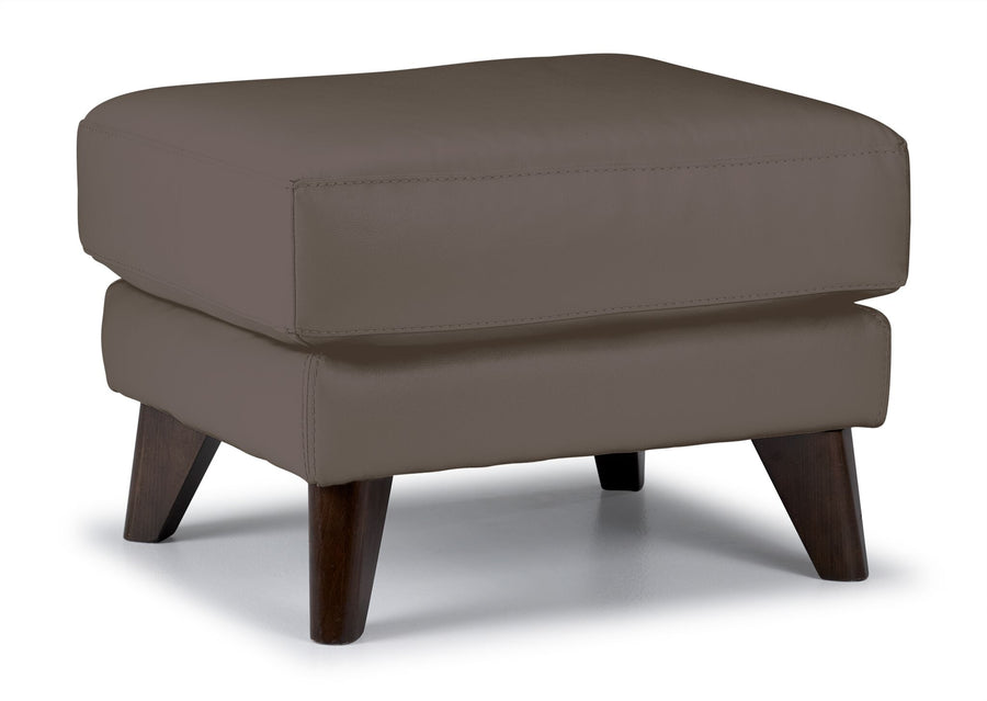 Braylon Leather Ottoman - African Grey