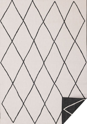 Bristol Tapis réversible (6,7 pi X 9,6 pi) motif treillis blanc et noir - blanc