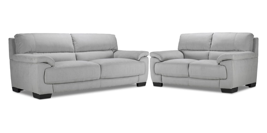 Brody Sofa and Loveseat Set - Silver Grey