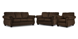 Brooklyn Ens. Sofa, causeuse et fauteuil - brun