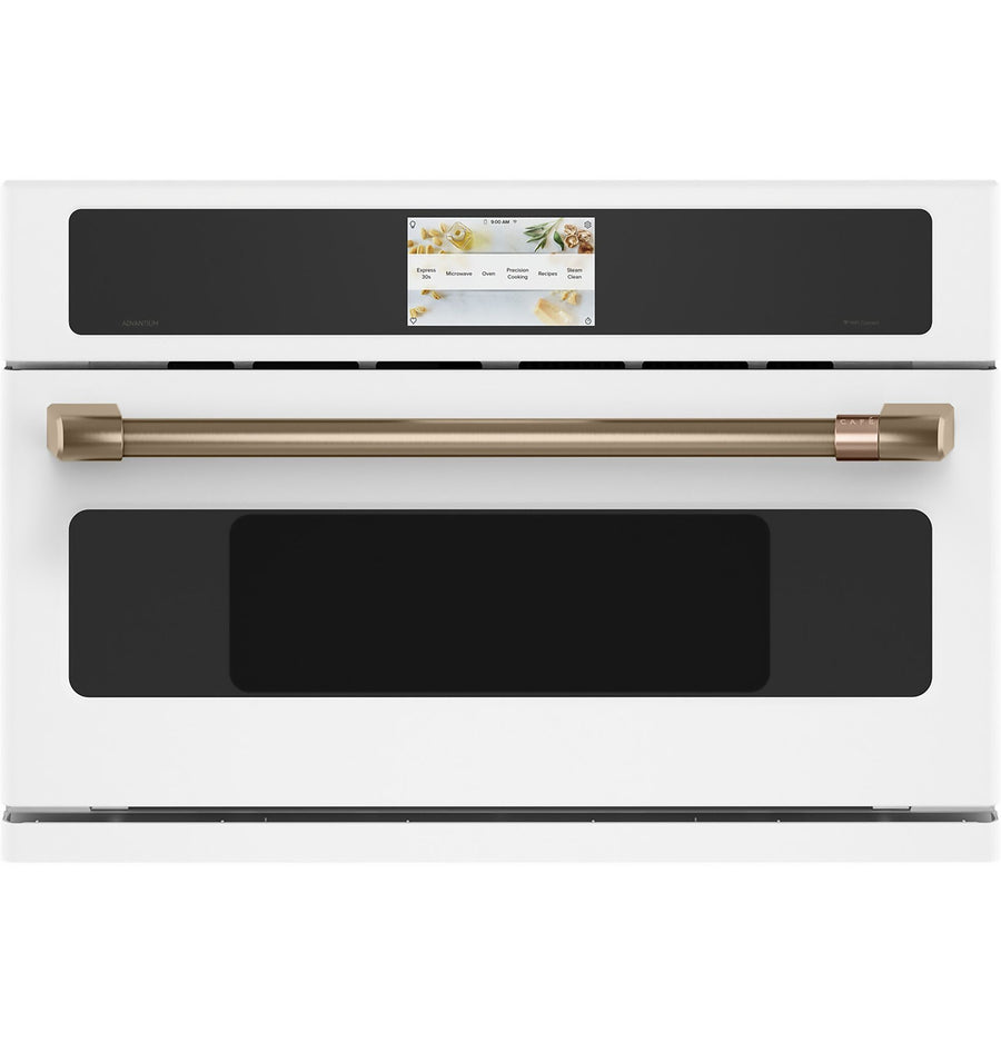 Café Matte White 30" Smart Five-in-One Wall Oven with 120V Advantium® Technology - CSB913P4VW2