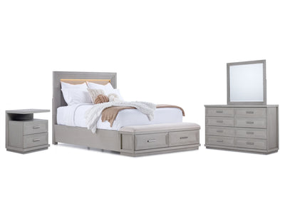 Regard novateur Cascade Chambre à coucher avec banquette de rangement 6 mcx grand – gris tourterelle