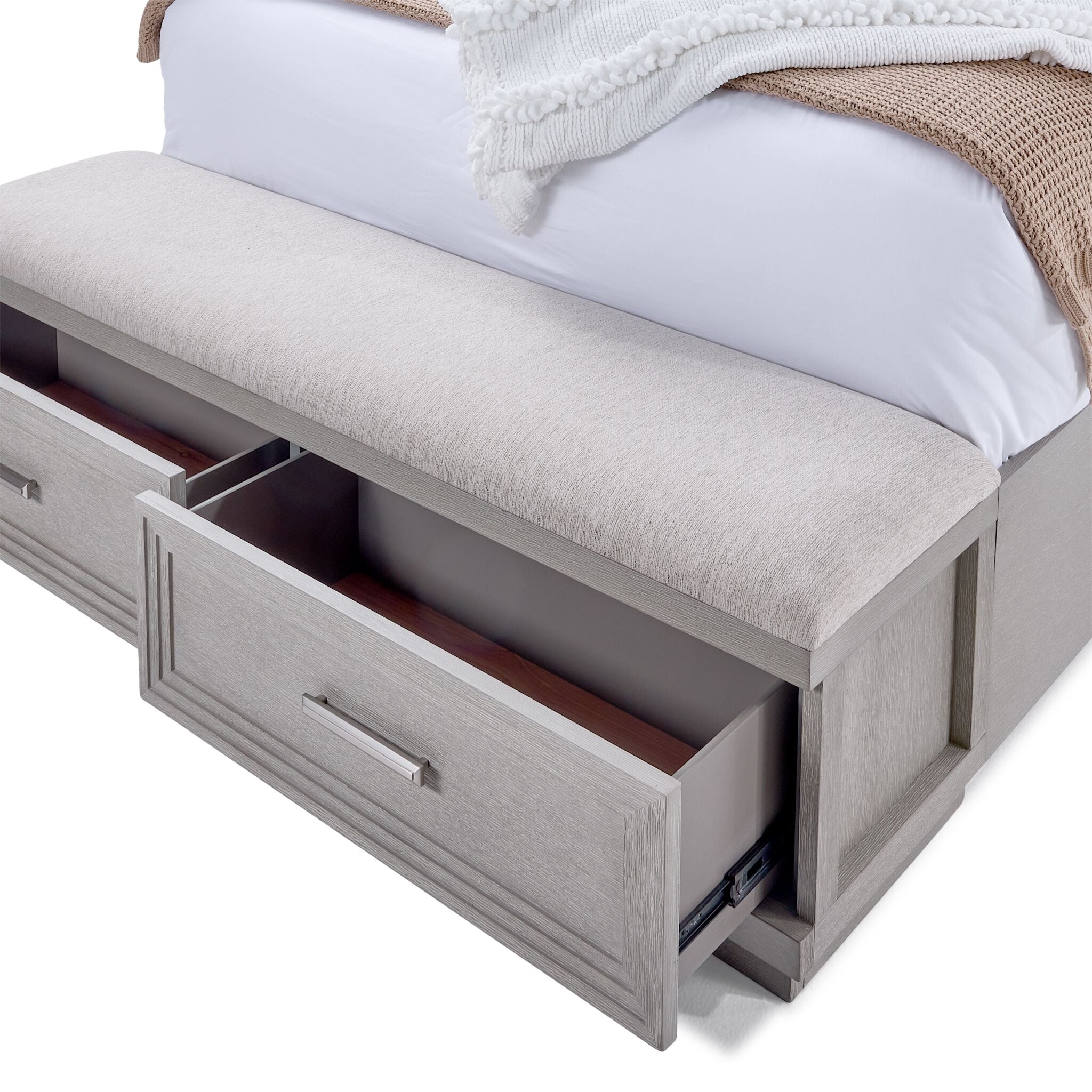Fresh Perspective Cascade 3-Piece King Storage Bench Bed - Dovetail Grey
