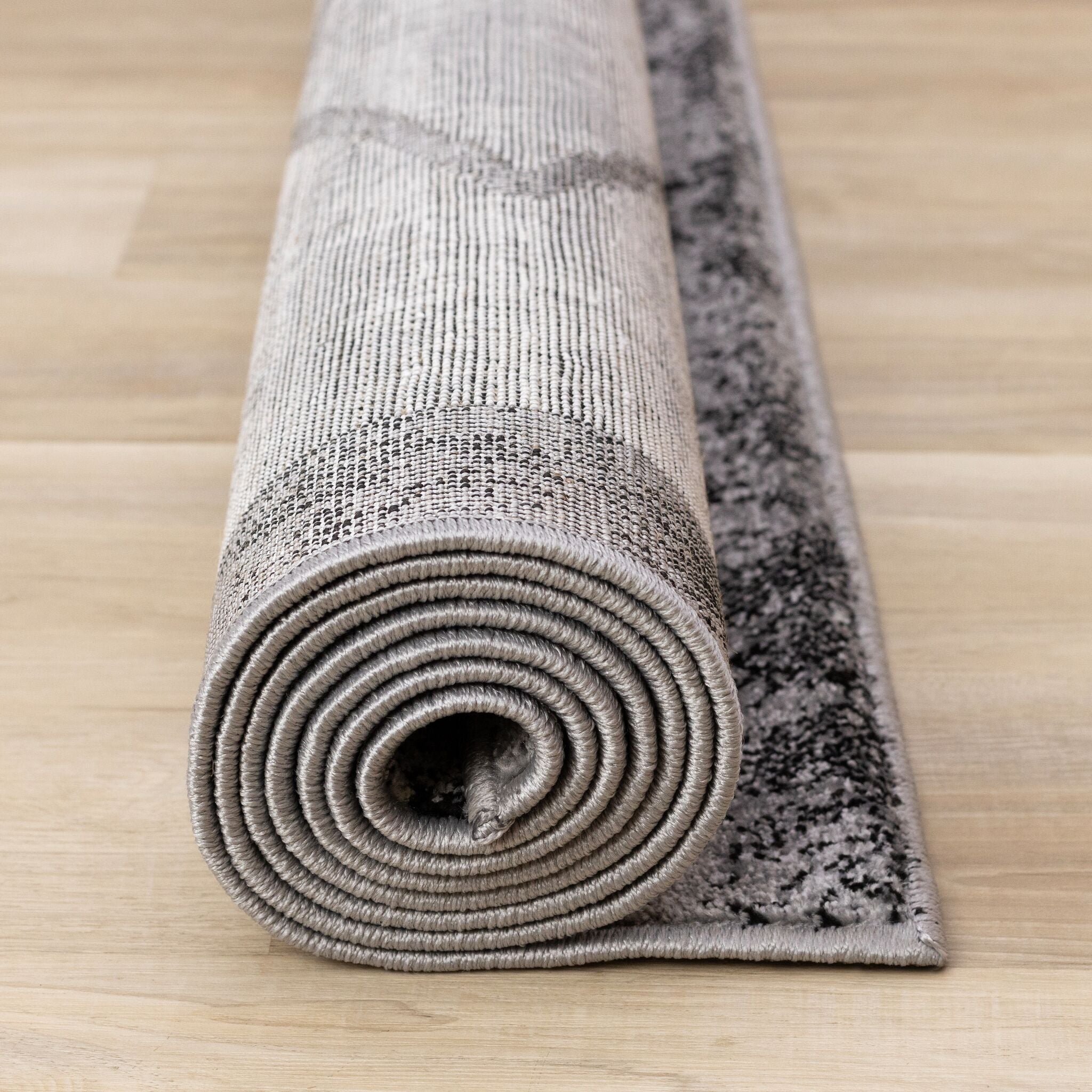 Ashwood 5'3" x 7'7" Distressed Lattice Area Rug - Grey, Black, White