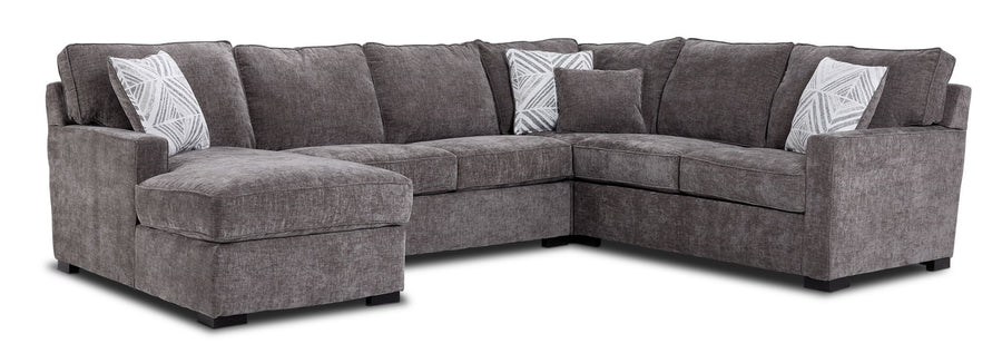 Charlotte 4-Piece Sectional with Left-Facing Chaise - Pewter