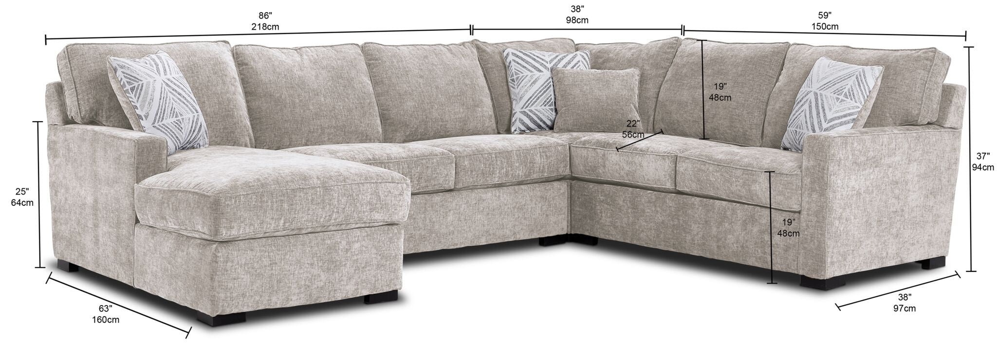 Charlotte 4-Piece Sectional with Left-Facing Chaise - Sand