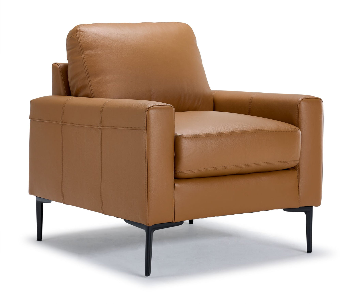Chito Leather Sofa and Chair Set - Saddle