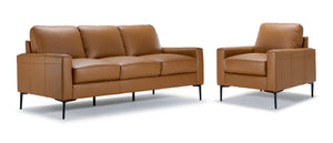 Chito Ens. Sofa et fauteuil en cuir – brun cuivré