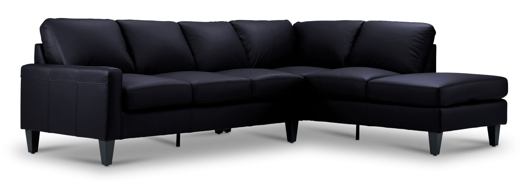 Chito Leather 2-Piece Sectional with Right Facing Chaise - Raven