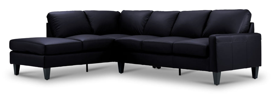 Chito Leather 2-Piece Sectional with Left Facing Chaise - Raven