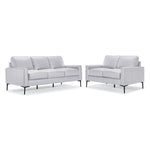 Chito Leather Sofa and Loveseat Set - Silver Grey