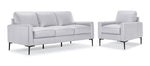 Chito Leather Sofa and Chair Set - Silver Grey