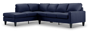 Chito Sectionnel en cuir 2 mcx avec fauteuil allongé à gauche – marine