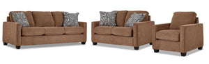 City Ens. Sofa, causeuse et fauteuil – brun