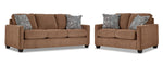 City Sofa and Loveseat Set - Brown