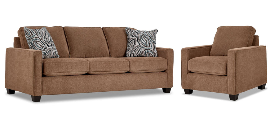 City Sofa and Chair Set - Brown