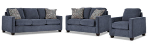 City Ens. Sofa, causeuse et fauteuil – bleu