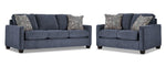 City Sofa and Loveseat Set - Blue