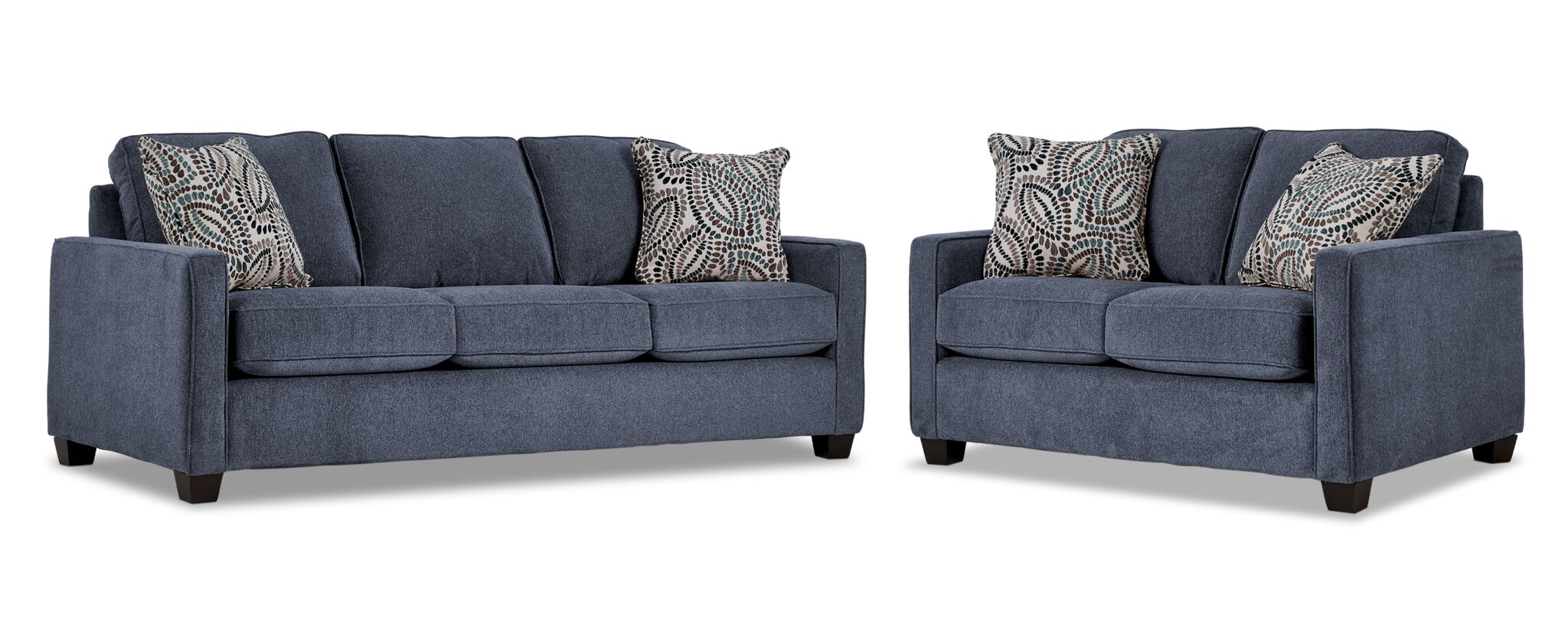 City Sofa and Loveseat Set - Blue
