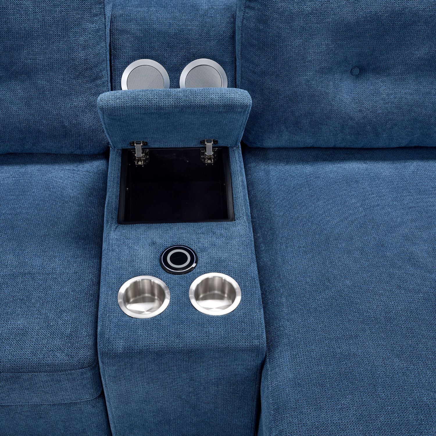 Feeling Connected - Connex 6-Piece Modular Sectional with Storage Console - Blue