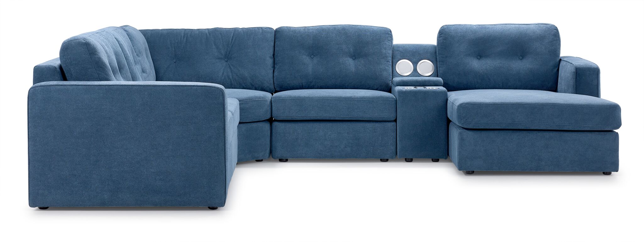 Feeling Connected - Connex 6-Piece Modular Sectional with Storage Console - Blue