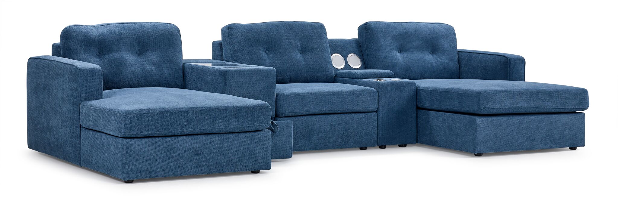 Feeling Connected - Connex 5-Piece Modular Sectional with Consoles - Blue