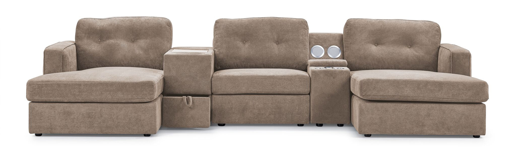 Feeling Connected - Connex 5-Piece Modular Sectional with Consoles - Beige