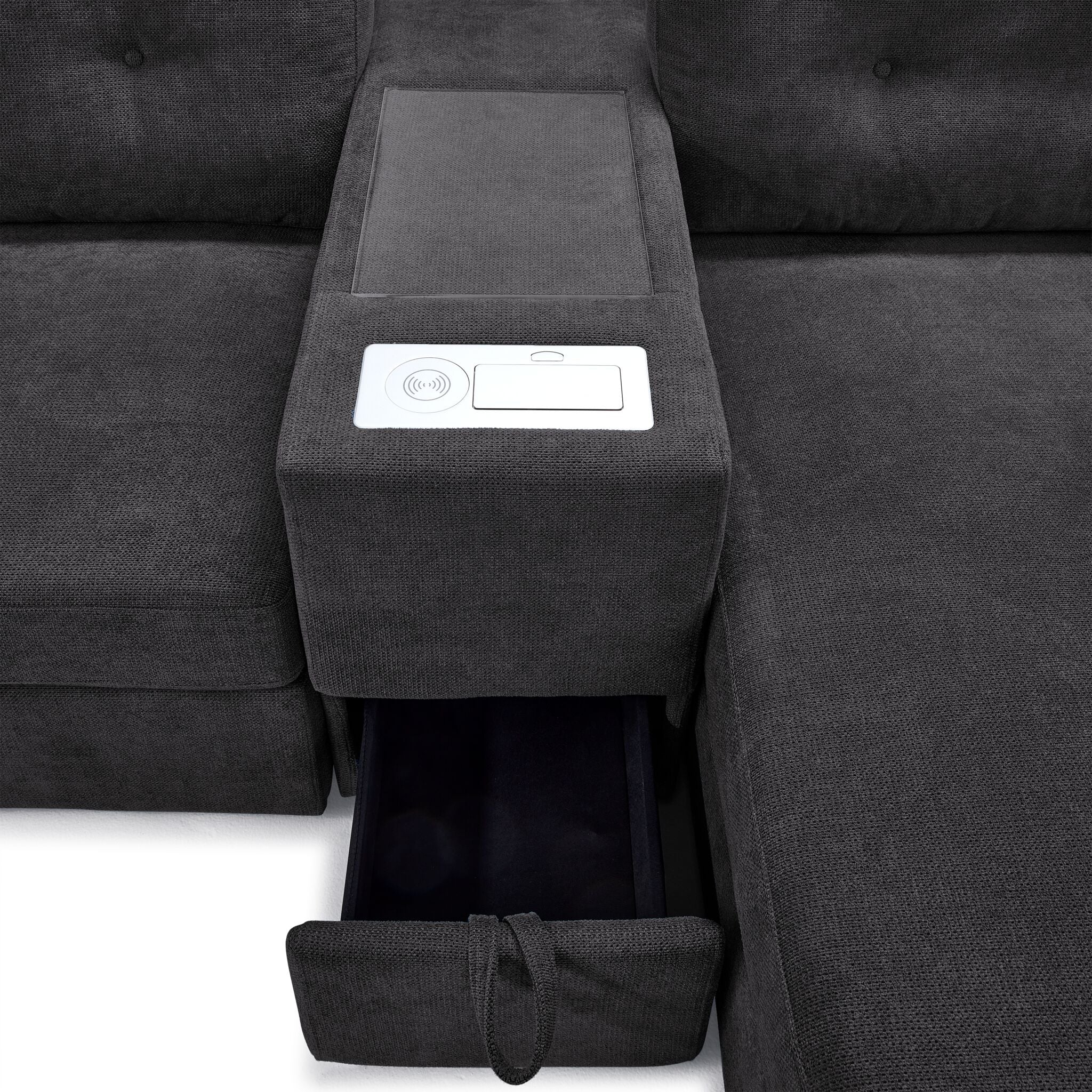 Feeling Connected - Connex 6-Piece Modular Sectional with Drawer Console - Dark Grey