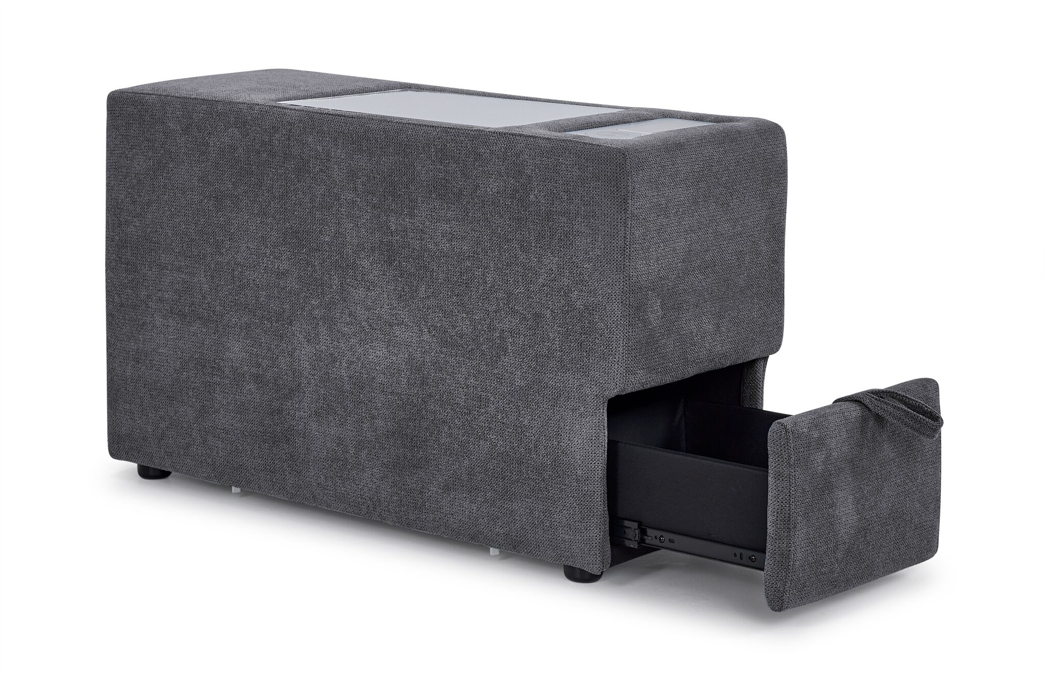 Feeling Connected - Connex 3-Piece Modular Sectional with Chaise and Drawer Console - Light Grey