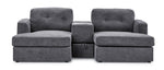 Feeling Connected - Connex 3-Piece Modular Sectional with Chaise and Drawer Console - Light Grey