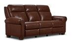 Conrad Leather Dual Power Reclining Sofa, Loveseat and Chair Set - Dark Brown