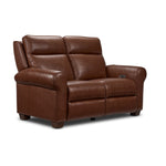 Conrad Leather Dual Power Reclining Loveseat - Dark Brown