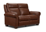 Conrad Leather Dual Power Reclining Loveseat - Dark Brown