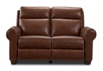 Conrad Leather Dual Power Reclining Loveseat - Dark Brown