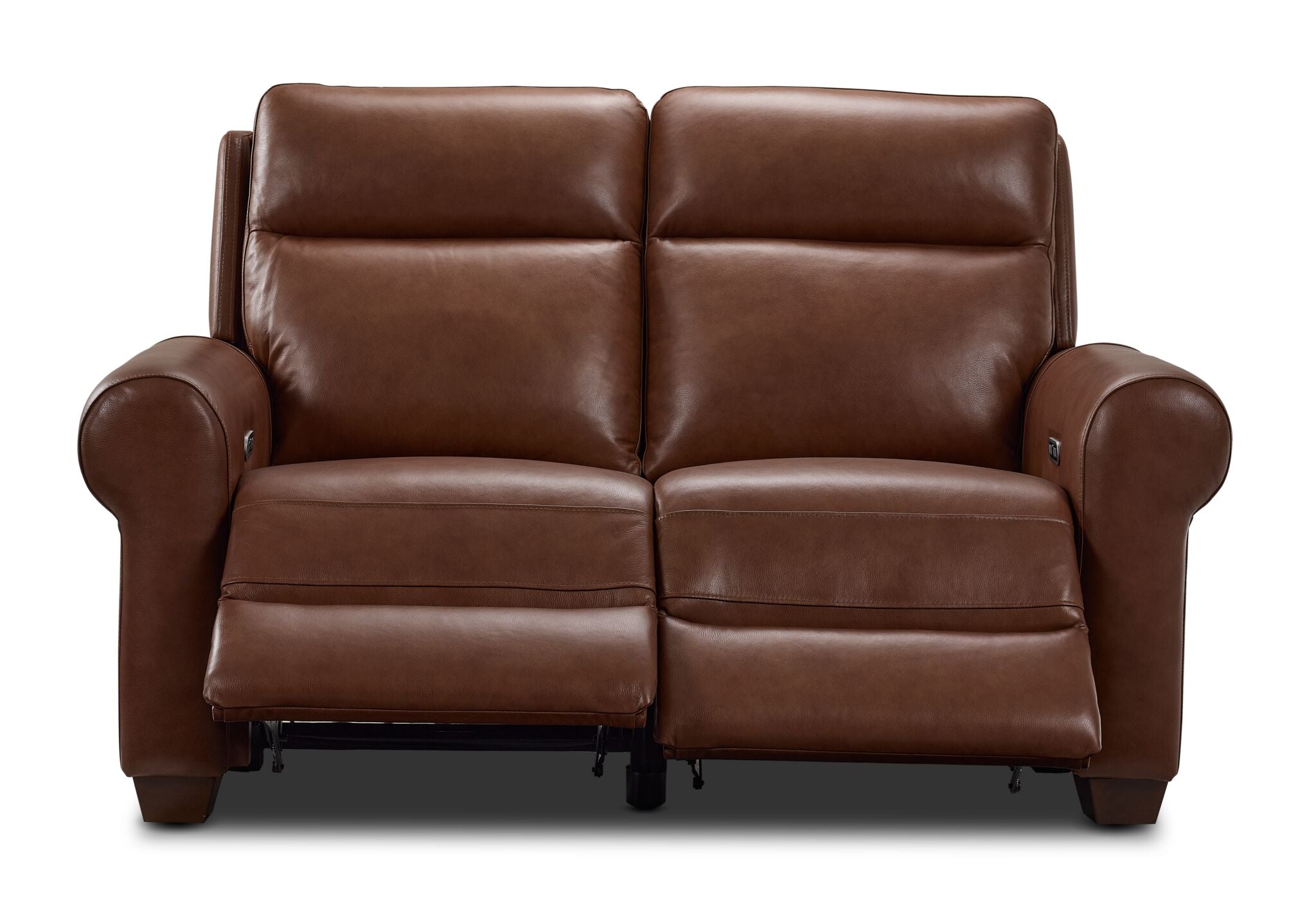 Conrad Leather Dual Power Reclining Loveseat - Dark Brown