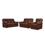 Conrad Leather Dual Power Reclining Sofa, Loveseat and Chair Set - Dark Brown