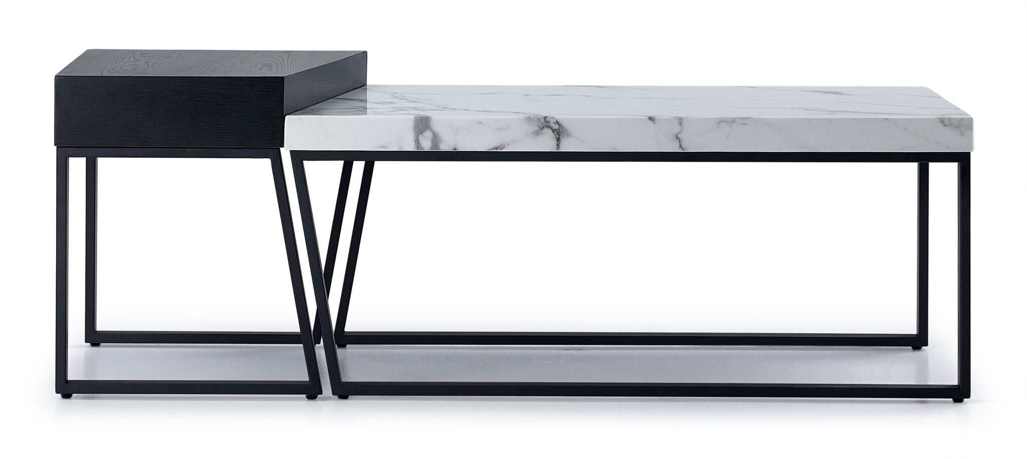 Cora 56" Coffee & End Table Package - White, Black, Grey