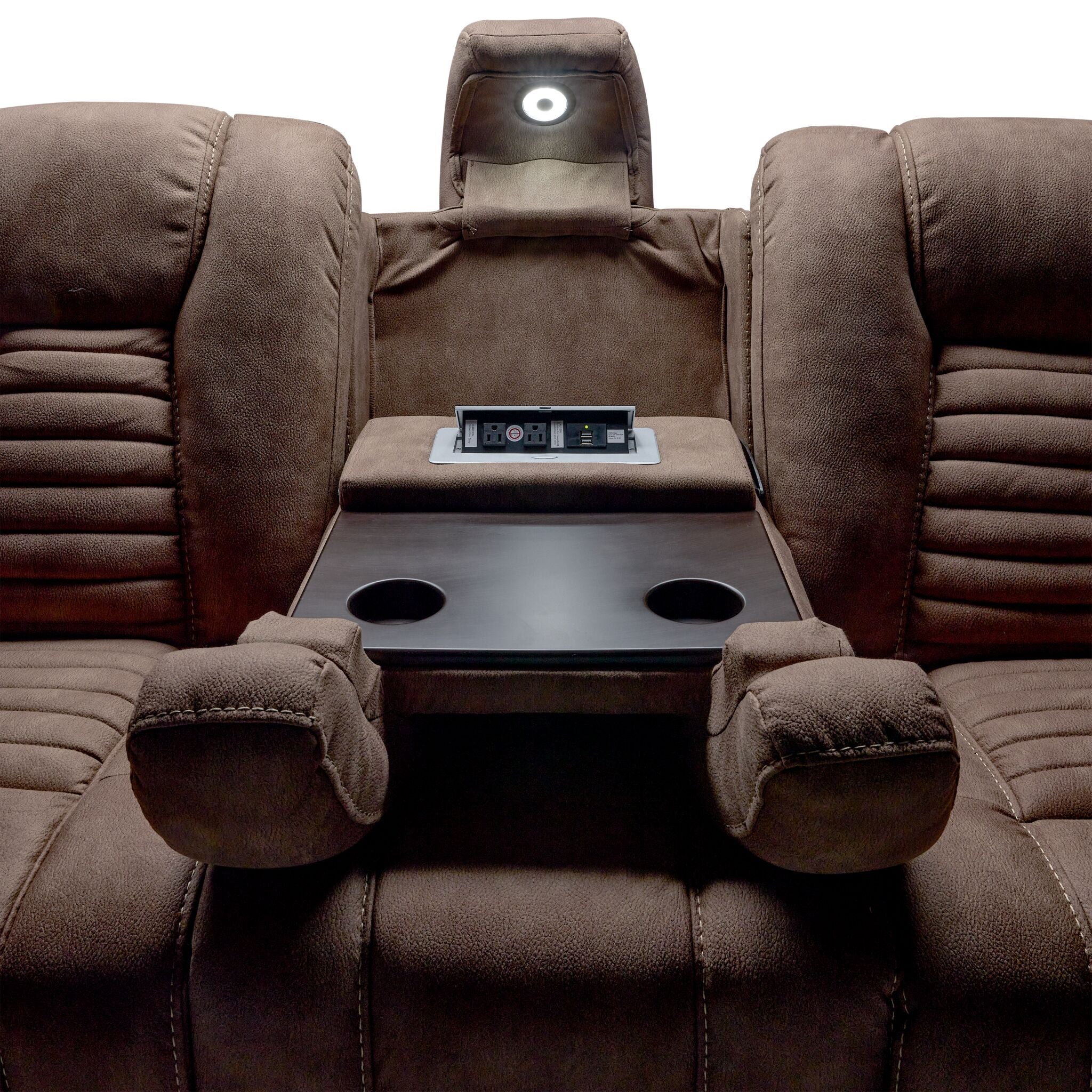 Dallas Reclining Sofa With Drop Down Table - Mocha