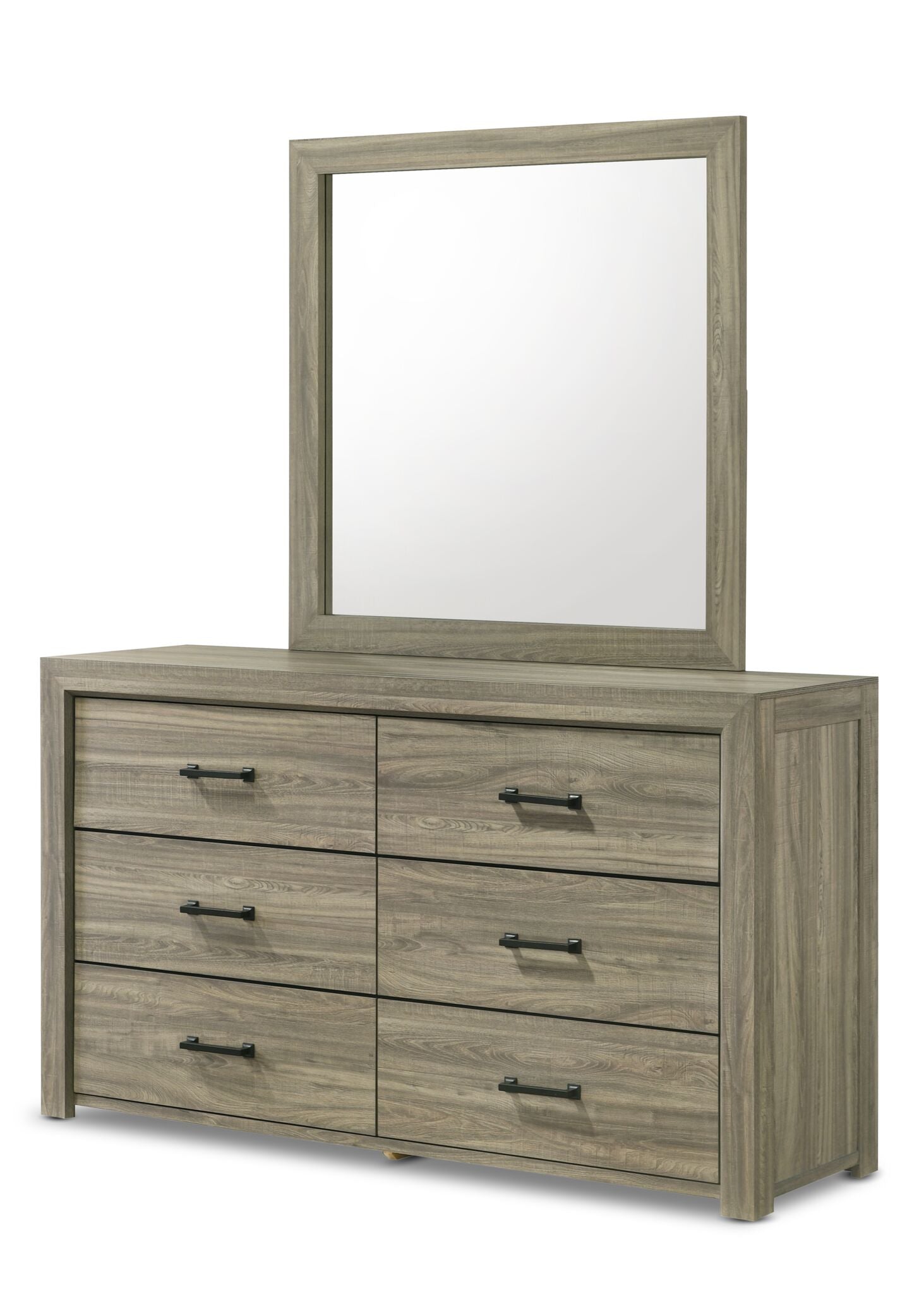 Dario 6-Piece Full Storage Bedroom Set - Light Brown, Beige