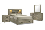 Dario 6-Piece Full Storage Bedroom Set - Light Brown, Beige