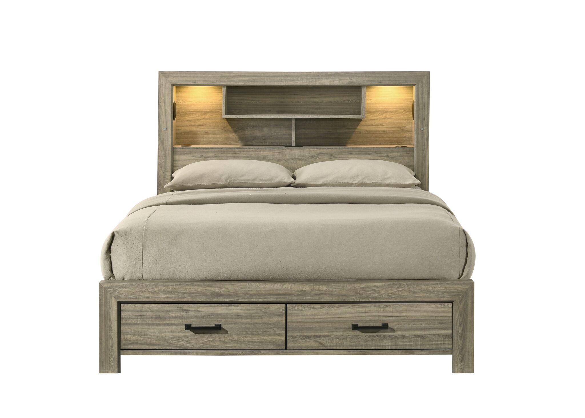 Dario 3-Piece Storage Full Bed - Light Brown, Beige