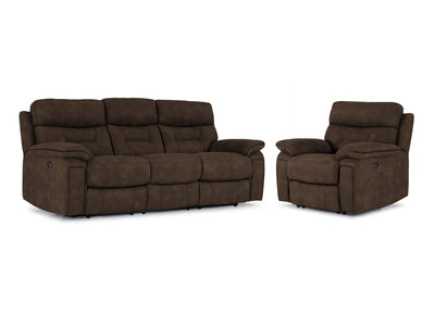 Dawson Sofa et fauteuil inclinables électriques – brun 