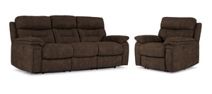 Dawson Sofa et fauteuil inclinables électriques – brun 