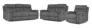 Dawson Sofa, causeuse et fauteuil inclinables électriques – gris argent