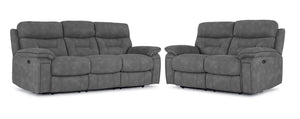 Dawson Sofa et causeuse inclinables électriques – gris argent