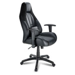 Dixon black leather-look gaming chair with high back, lumbar cushion, armrests and five-wheel caster base