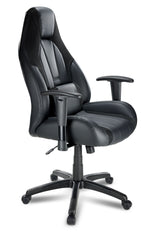 Dixon black leather-look gaming chair with high back, lumbar cushion, armrests and five-wheel caster base