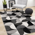 Eclipse 5'3" x 7'7" Mid-Century Modern Design Area Rug - Grey, Black, White