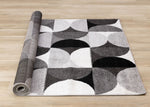 Eclipse 6'7" x 9'6" Mid-Century Modern Design Area Rug - Grey, Black, White